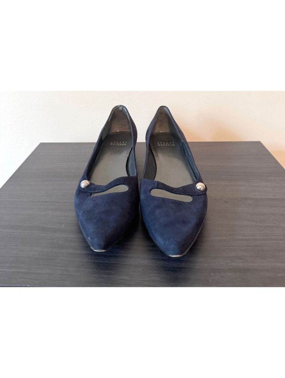 Stuart Weitzman Navy Blue Suede Pointed-Toe Flats – Size 6.5 N